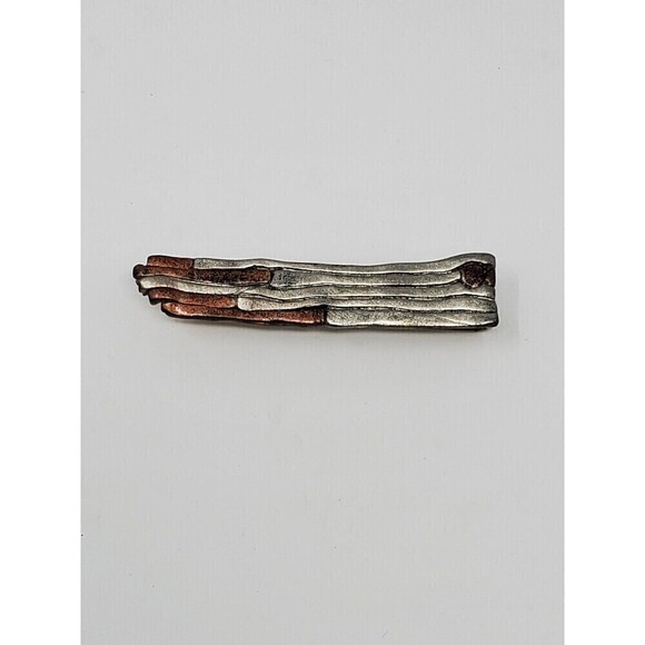 VINTAGE SWANK ARTISAN TIE CLIP SILVER & COPPER MEN ACCESSORIES MENSWEAR - Picture 1 of 12